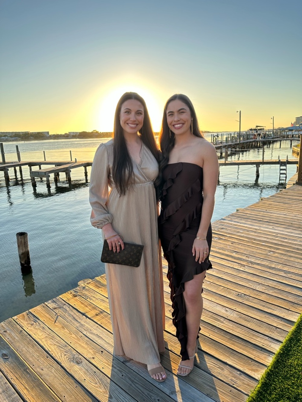 Baltic Born Metallic Gold Long Sleeve Maxi Dress